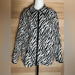 TanJay Zebra blazer Size Large petite black white pockets animal print zipper
